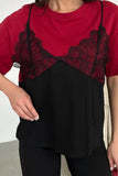 Lace-Overlay Layered T-Shirt