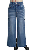 Washed Side-Pocket Straight Jeans