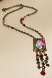 Floral Cameo Pendant Chain Necklace