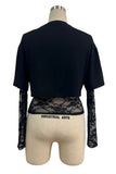 Lace Sleeve Crop T-Shirt