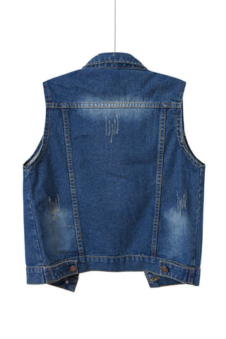 Sleeveless Collared Button-Front Vest
