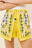 Floral Print Drawstring Skort