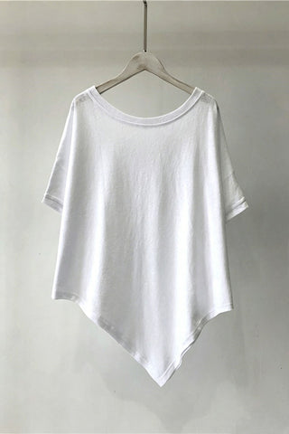 Asymmetrical Hem Crew Neck T-Shirt