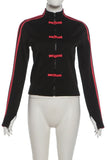 Striped Sleeve Frog Closure Zip Jacket
