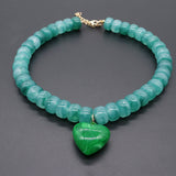 Heart-Pendant Beaded Necklace