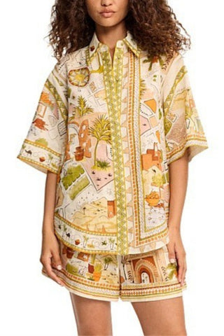 Boho Print Shirt and Shorts Set