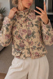 Floral Mock Neck Cropped Jacket