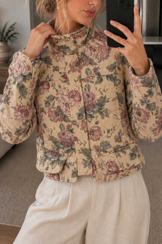 Floral Mock Neck Cropped Jacket