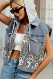 Leopard Print Patchwork Sleeveless Vest