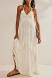 Ruffle Tiered Halter Maxi Casual Dress