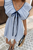 Bow-Detail Ruffle Casual Dress