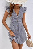 Striped Button-Front Casual Dress