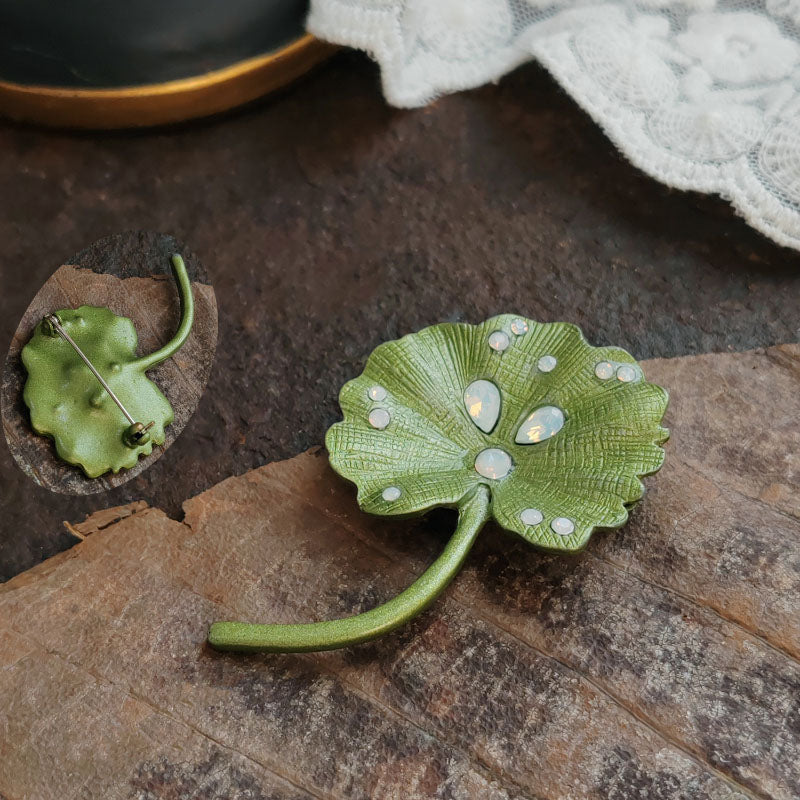 Floral Pearl Enamel Brooch