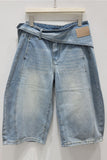 Wrap-Front Denim Shorts