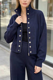 Mock Neck Zip Front Military Cardigan
