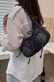 Ruched Handle Drawstring Denim Hobo Bag