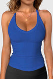 Ribbed V-Neck Racerback Tank Top