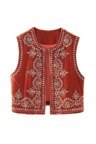 Floral Crew Neck Sleeveless Vest