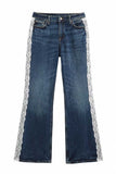 Lace Side Panel Wide Leg Jeans