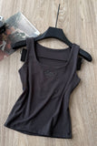Square Neck Letter Graphic Tank Top