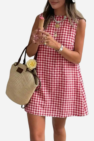 Sleeveless Gingham Dress