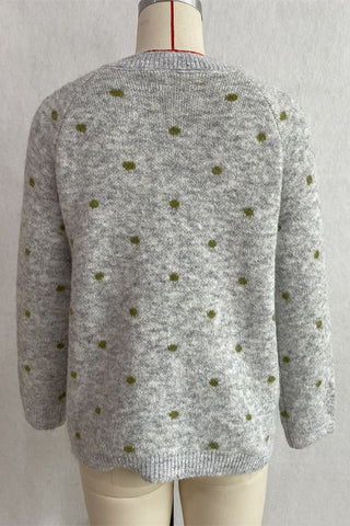 Polka Dot Knit Button-Front Cardigan