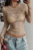 Sheer Lace Long Sleeve Crop Top