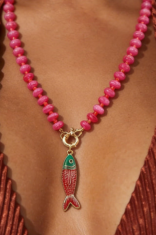 Fish Pendant Beaded Necklace