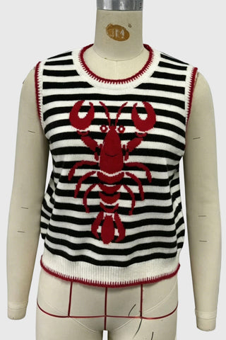 Cropped Crew Neck Lobster Vest