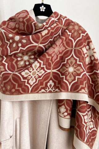 Geometric Print Frog Closure Cape