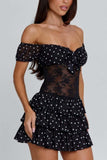 Off-Shoulder Lace Mini Dress