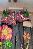 Embellished Distressed Denim Pants