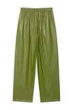 Elastic Waist Faux Leather Casual Pants