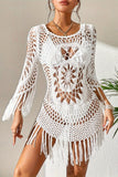 Crochet Fringe Bell Sleeve Mini Dress