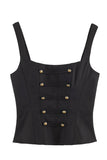 Square Neck Button Front Tank Top