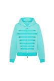 Military Button Hooded Zip-Up Sweatshirt