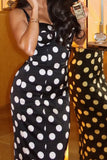 Polka Dot Bodycon Midi Dress