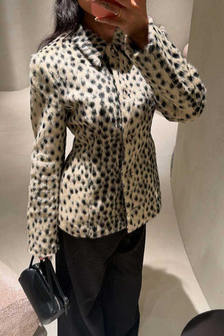 Faux Fur Leopard Print Button-Front Jacket