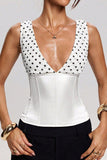 Polka Dot V-Neck Corset Tank Top
