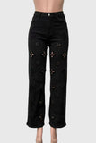 Stud Cutout All-Over Straight Jeans