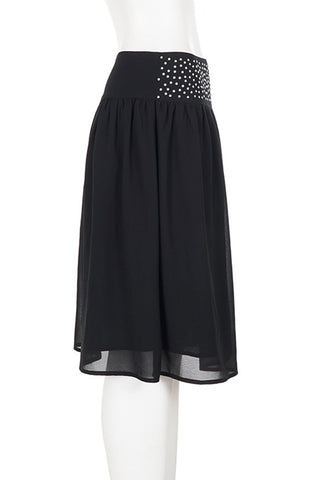 Embellished Waist Midi Skirt
