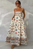 Square Neck Shell Print Maxi Casual Dress