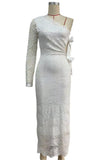 One-Shoulder Lace Midi Dress