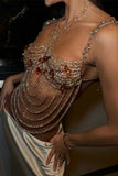 Jeweled Chain Drape Square Neck Tank
