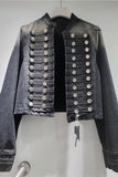 Button-Detail Cropped Denim Jacket