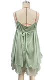Ruffle Hem Spaghetti Strap Mini Dress