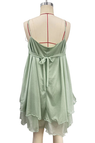 Ruffle Hem Spaghetti Strap Mini Dress