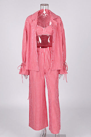 Plaid Long Sleeve Button-Front Pajama Set