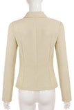 Zip-Front Collared Long Sleeve Blouse
