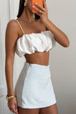 Ruffled Strap Crop Tank